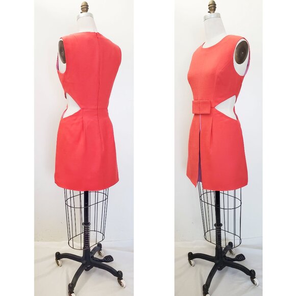 BCBGMaxAzria Womens Kathryne Side Cutout Bow-Front Mini Dress Pink Lilac - Picture 12 of 13